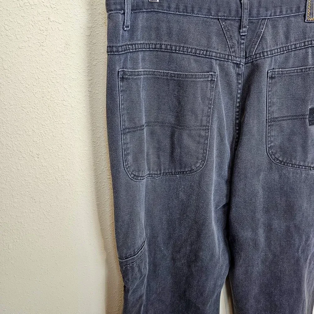 Vintage 90s Marithe Francois Girbaud Faded Baggy Wide Leg Jeans Black Size 42X30 - Picture 4 of 8